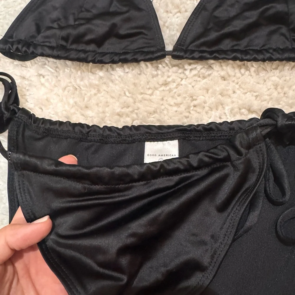 Good American Black satin Bikini Set
